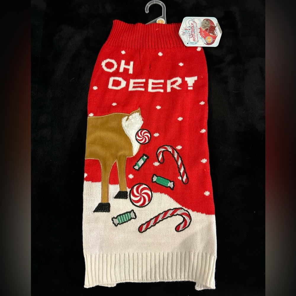 NWT Doggie Ugly Christmas Sweater. Adorable & Funny. Size Large.